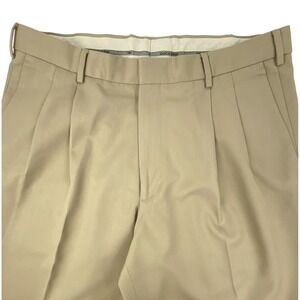 Lands' End Pleated Pants Men's 34 x 34 Classic Fit Rayon Cotton Blend Cuffed EUC